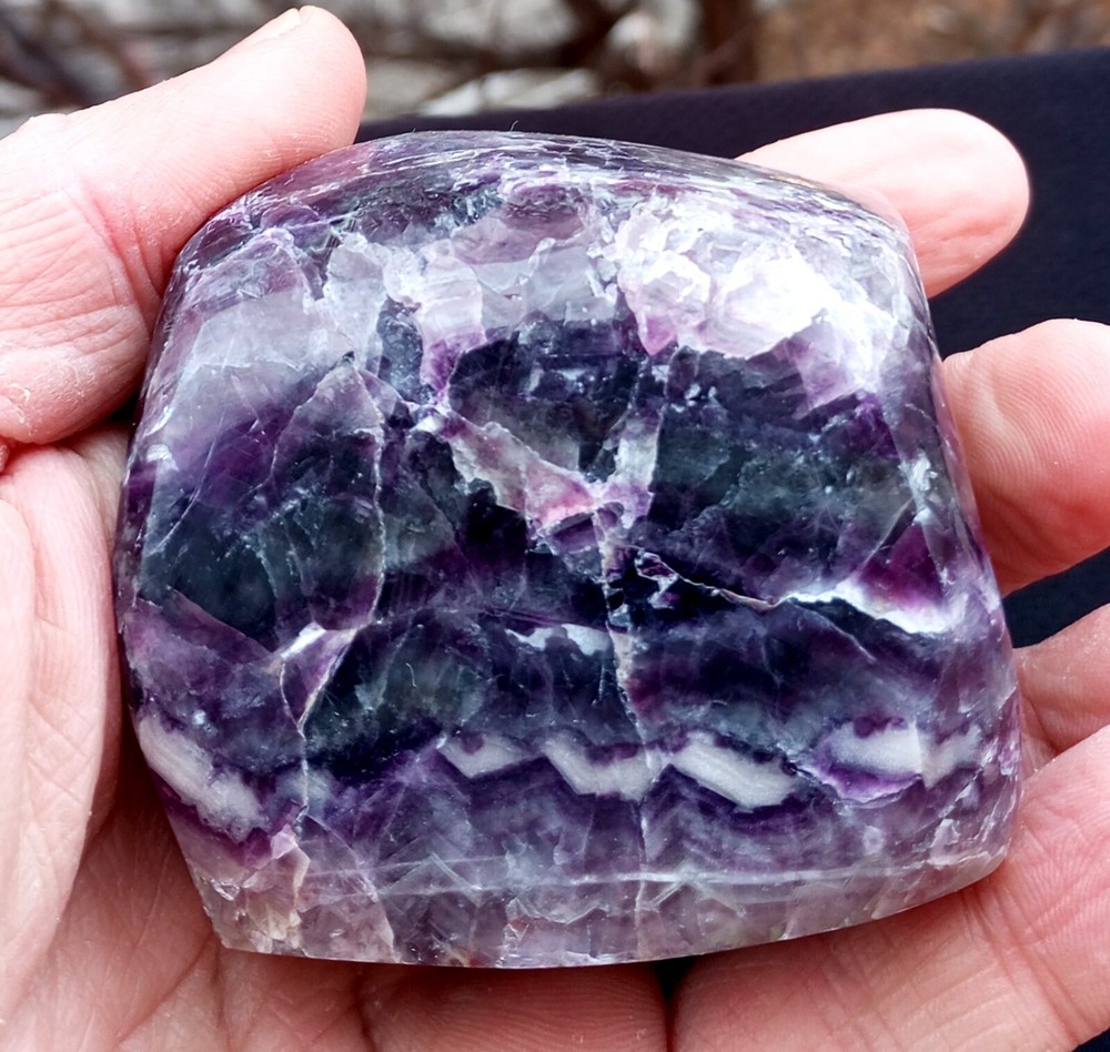 Mirror Polished Marvelous Banded Rainbow Fluorite Uv Reactive