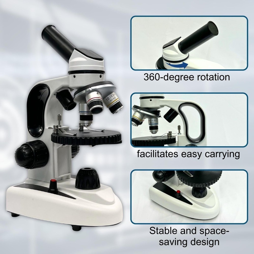 Monocular Compound Microscope for Adults&Study Beginners,- 40X-2000X,Lighting...