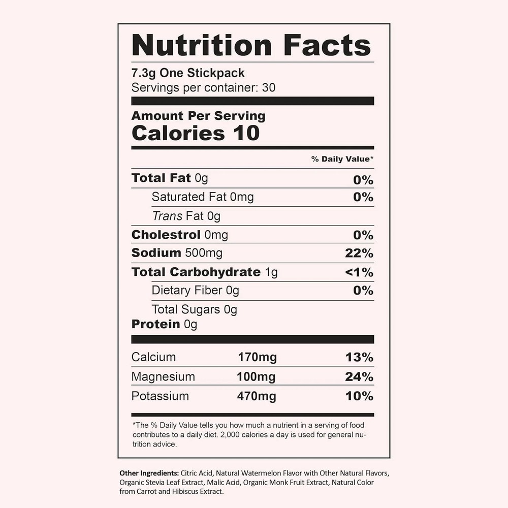 Instant Hydration Electrolytes Powder Packets -Watermelon Electrolyte.Exp-09/27