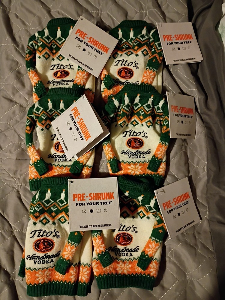 2025 Titos 750 bottle sweater & tree ornament.  (NEW)