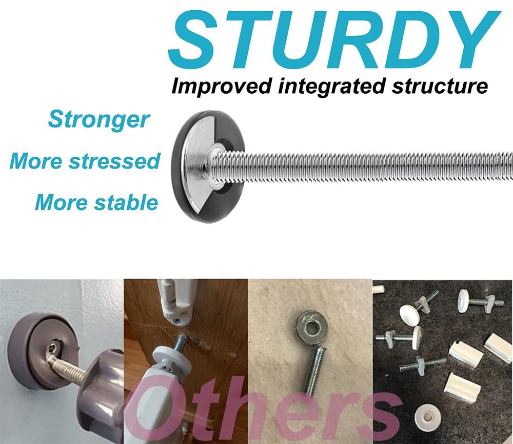 4Pcs Universal Baby Gate Threaded Spindle Rod, M8 Medium (12cm x 20cm), White