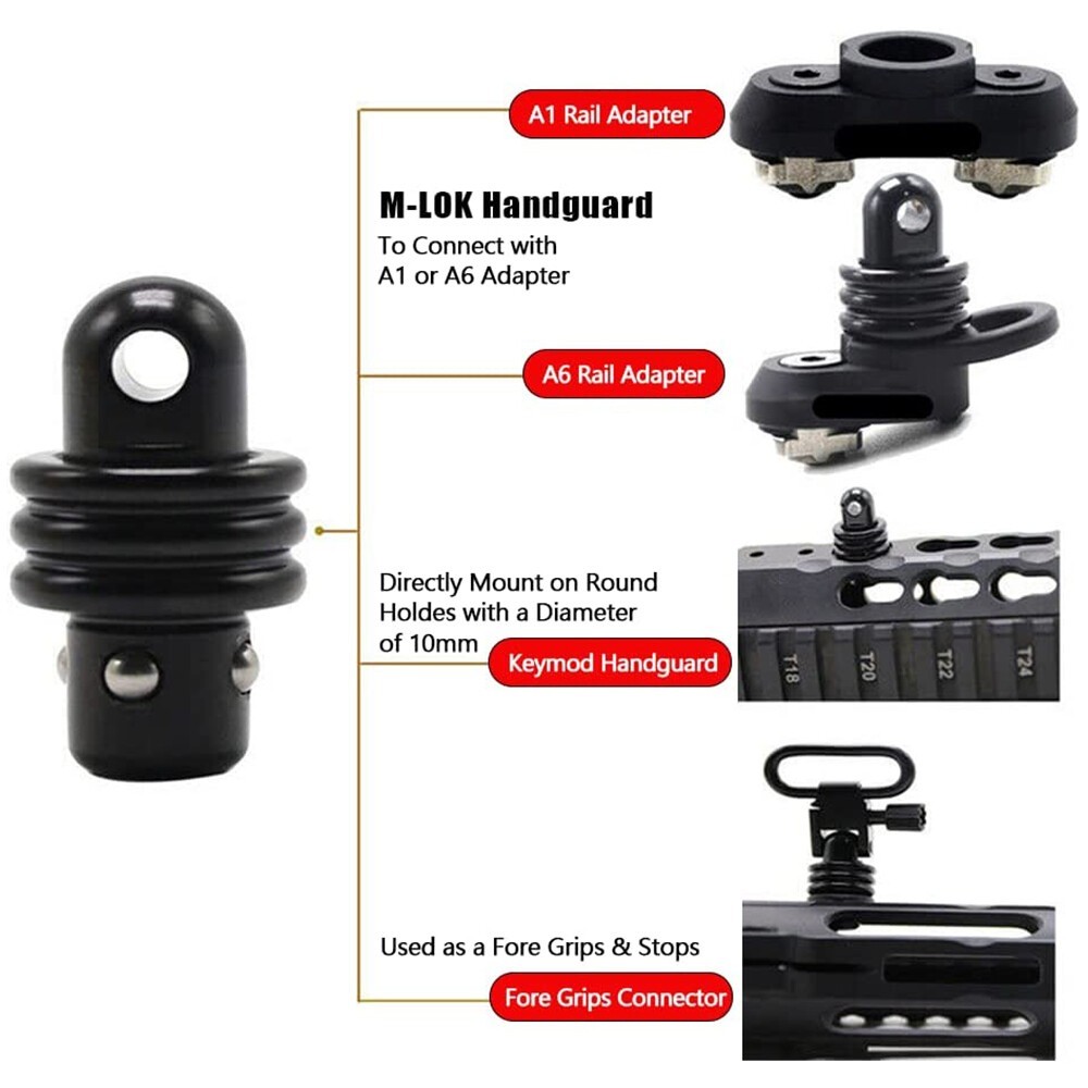 2Pcs QD Quick Detach Adapter Swivel Stud for Sling Mount Multi Function Hardware
