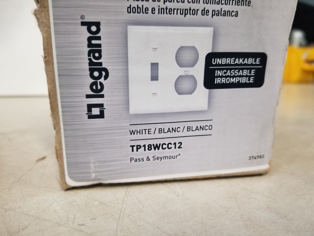 12 Pack Legrand TP18WCC12 White 2G Toggle/Duplex Plates