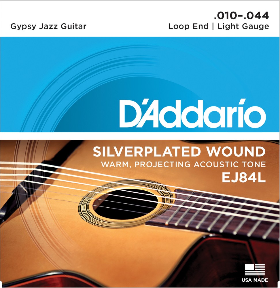 10 Sets D'Addario EJ84L Gypsy Jazz Guitar Django Loop End Light 10-44 Strings