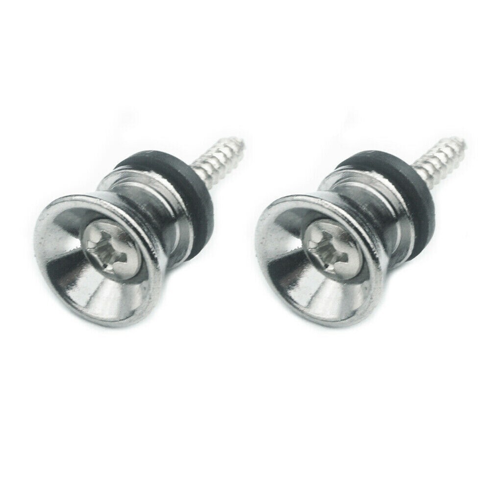 Guitar Strap Button Locks Quick Release Security Retainer Anti-Rust Metal Silver