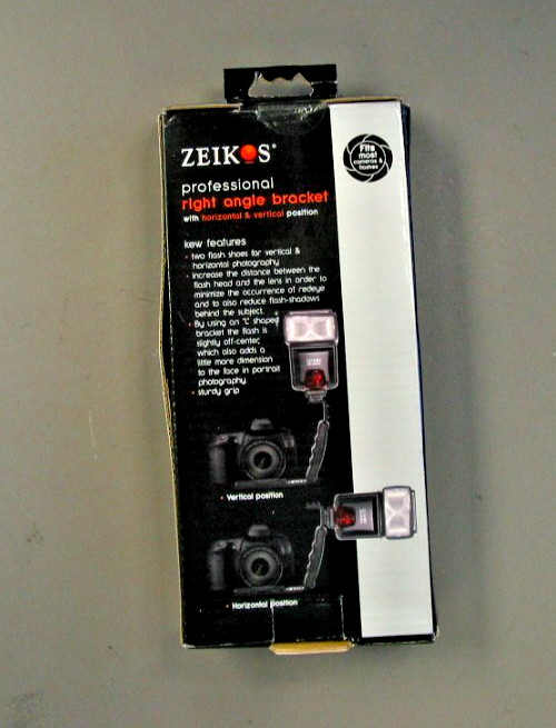 Zeikos Professional Right Angle Flash Bracket, Vertical & Horizonal, Open box