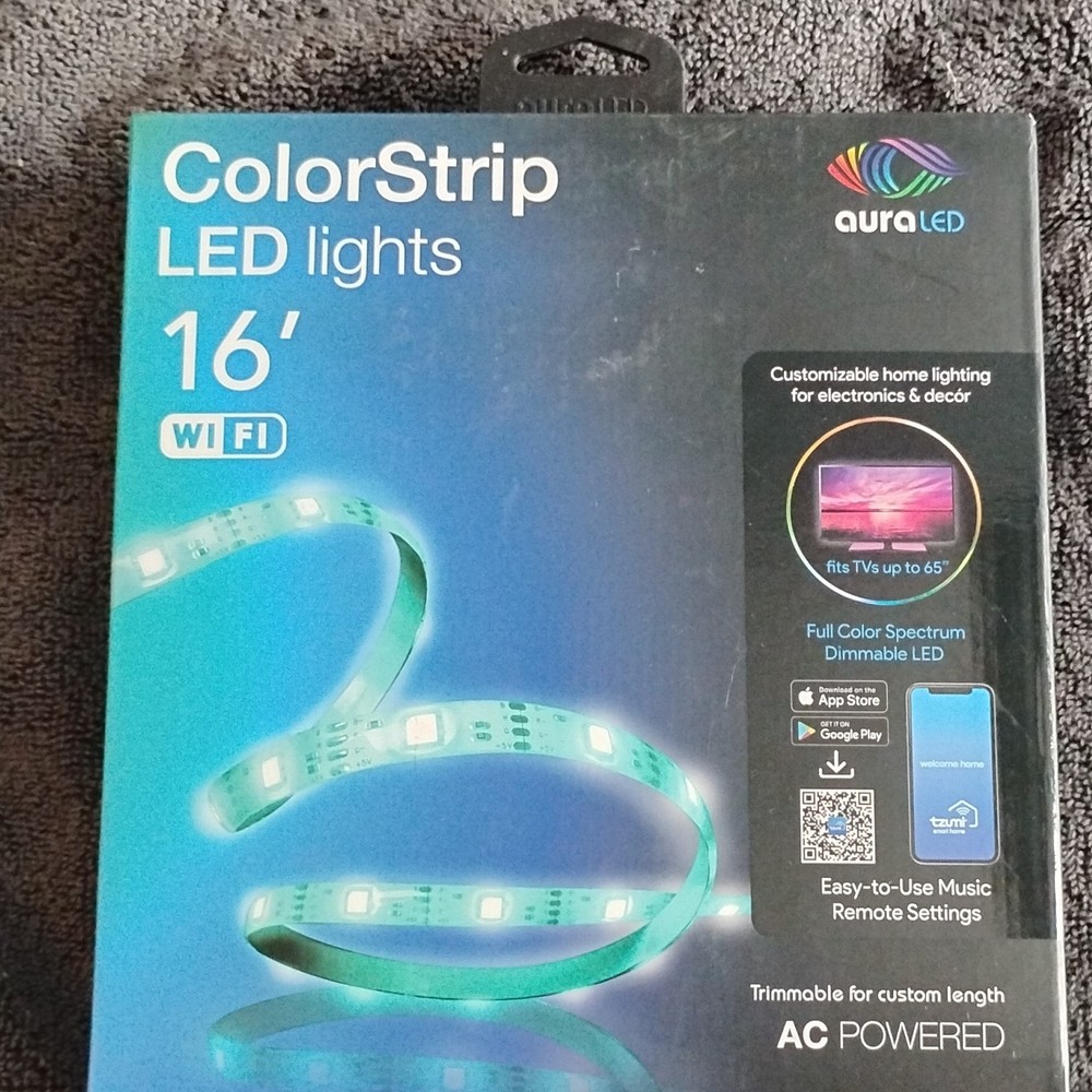 AuraLED ColorStrip LED Lights 16 ft WiFi Multicolor Dimmable App Remote Control