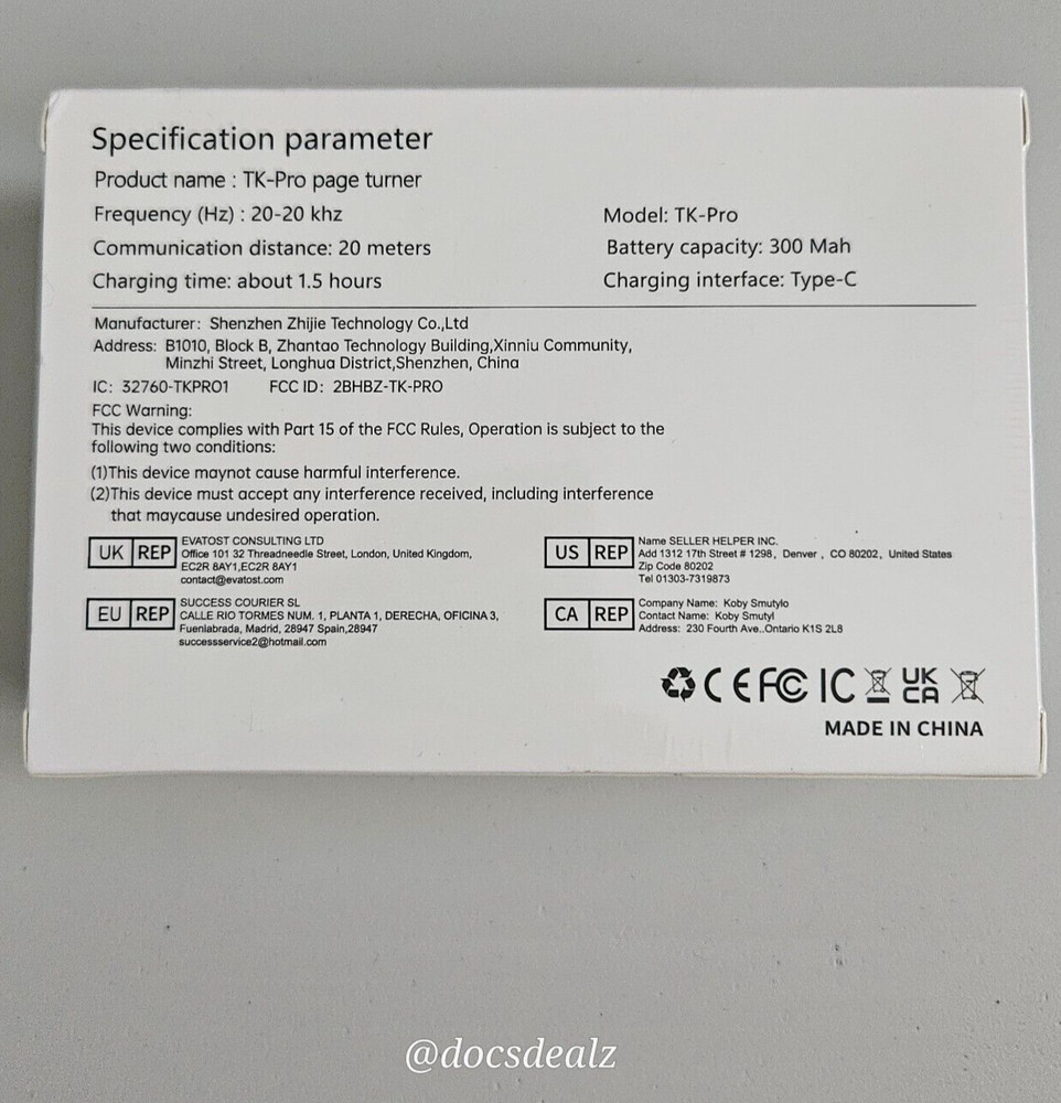 Bluetooth Page Turner Camera Remote Purple