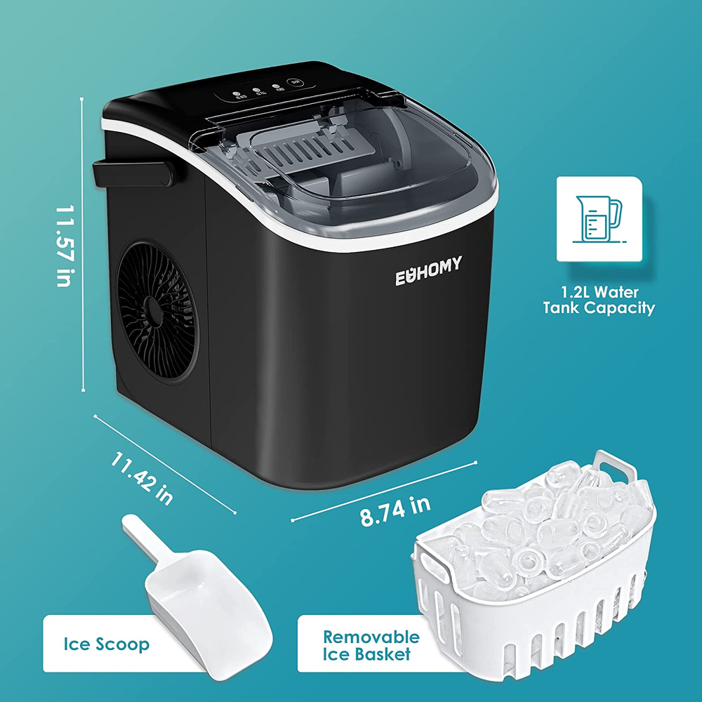 Countertop Ice Maker Machine with Handle Portable Ice Maker with Basket & Scoop