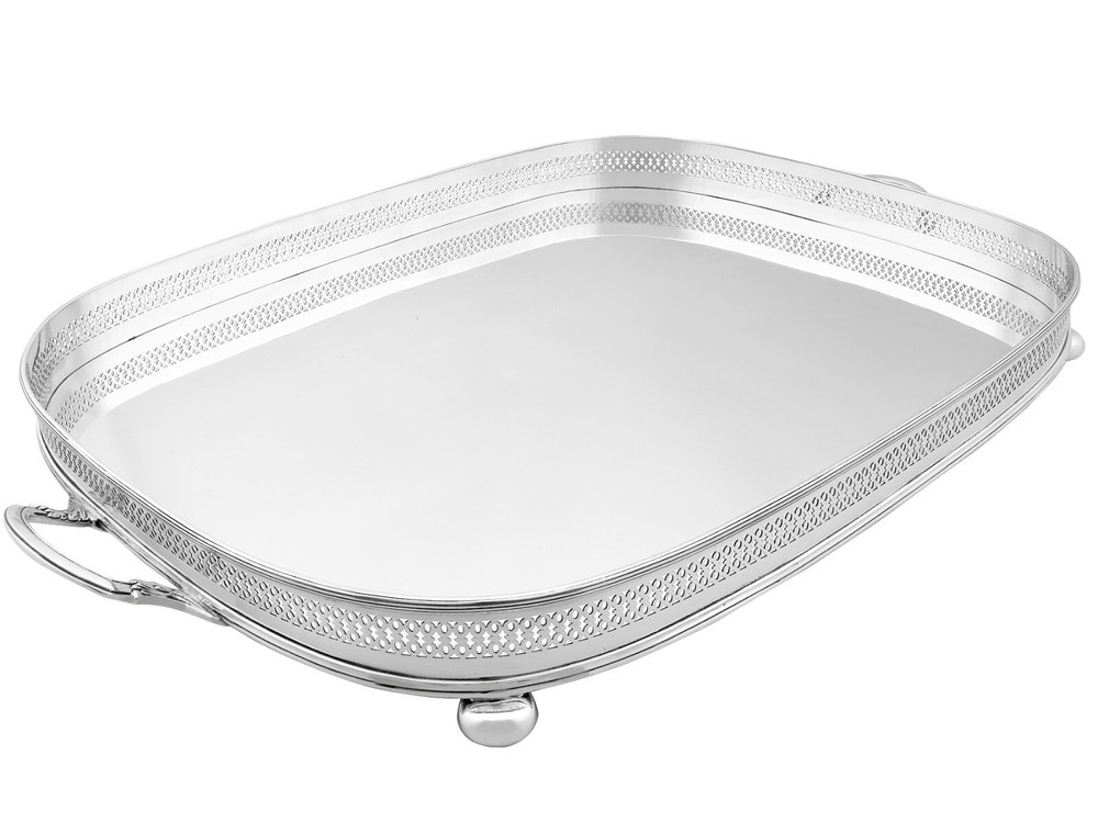 Antique Sterling Silver Gallery Tea Tray