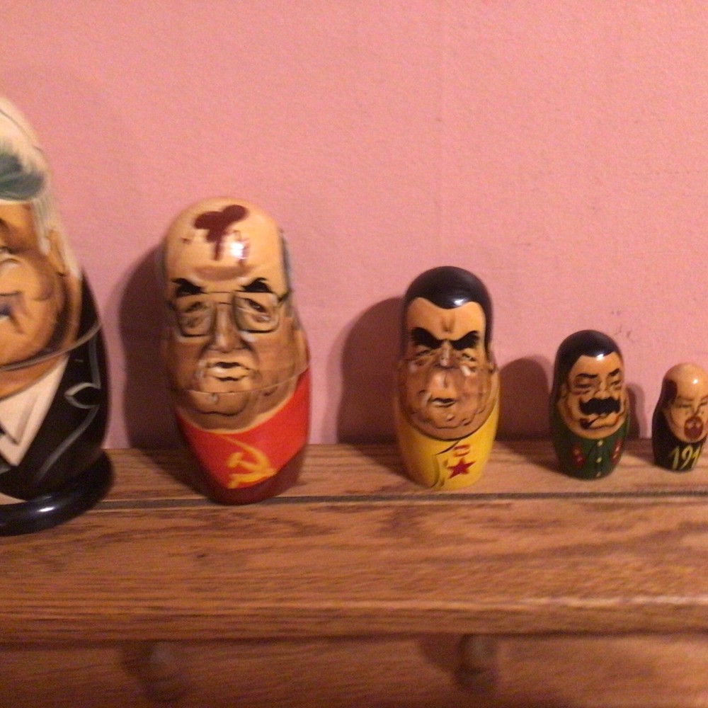 Vintage Russian Soviet Union Leaders Nesting Dolls 6 pcs Mikhail Gorbachev 6.25”