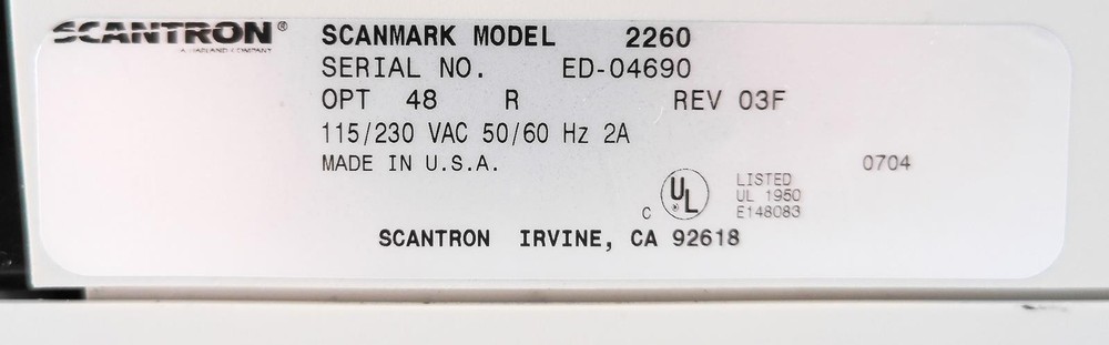 SCANTRON SCANMARK ES2260 DOCUMENT SCANNER