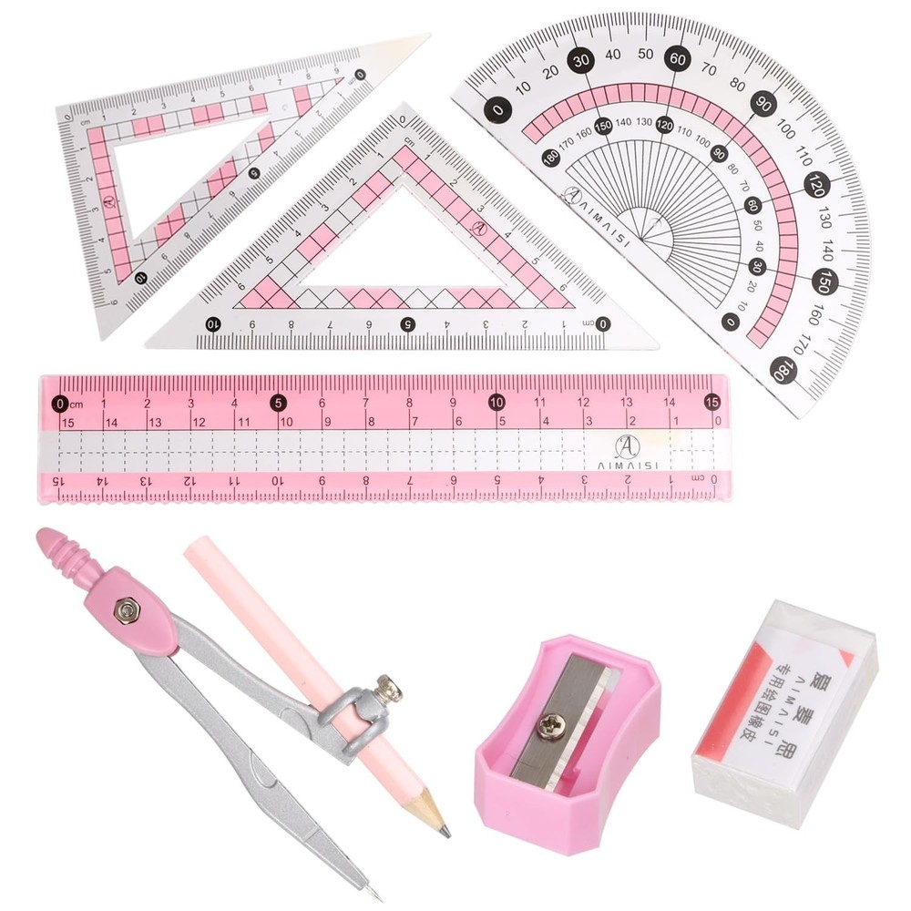Compass Geometry Tool Protractor and Compass Set with Metal Box Drawing Compa...