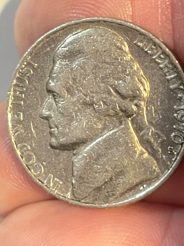 1970 S Jefferson Nickel  Errors with Letters on back touching Rim.