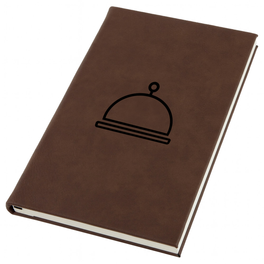 Catering Tray Engraved Leather Journal, Personal Planner with Lined Pages
