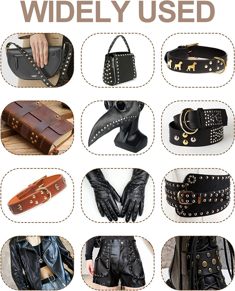 480 Sets Rivets for Leather, 4 Colors 3 Sizes Leather Rivet, Double Cap Rivets w