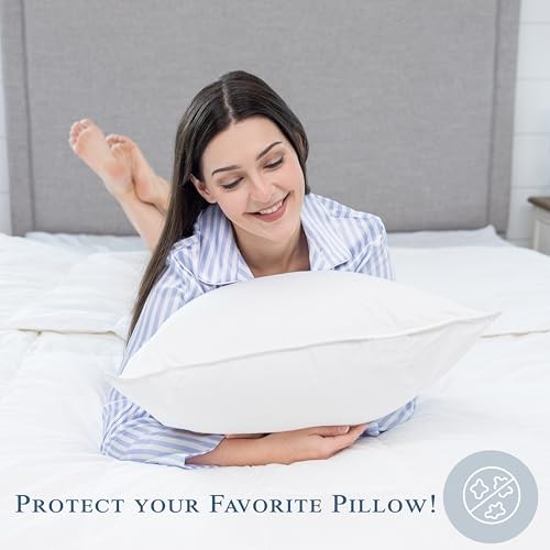 Feather/Down-Proof00% Cotton, Pillow Protector - Reduce Pokes with King 1
