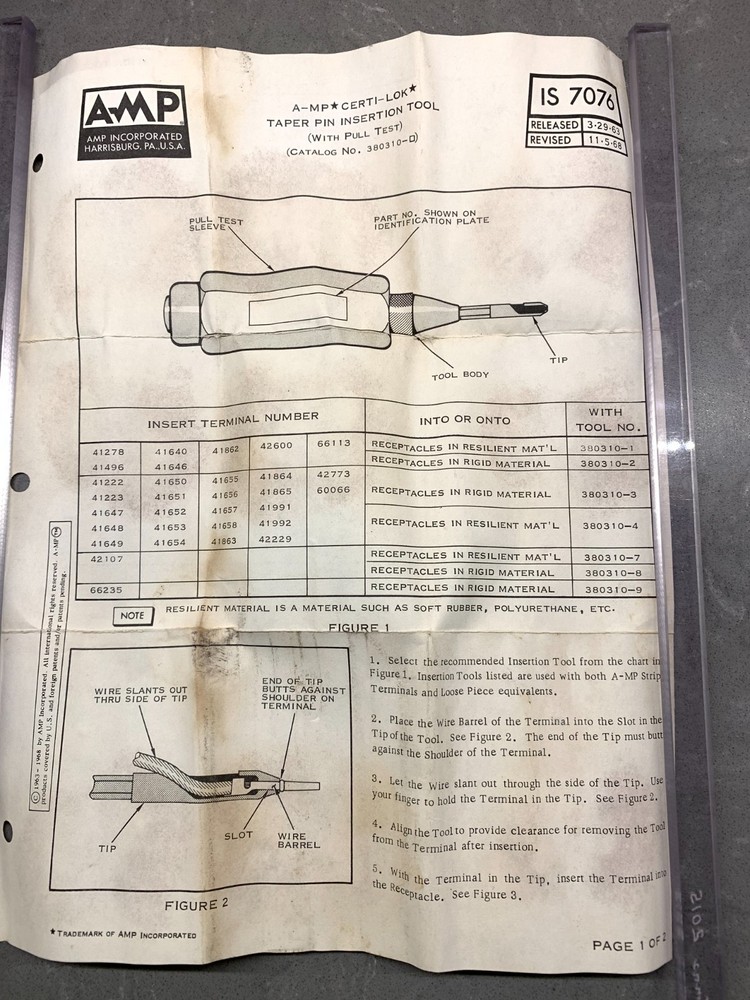 AMP 380310-3 Certi-Lok terminal insertion tool