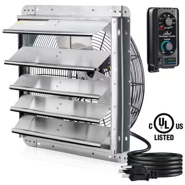 Shutter Exhaust Fan 18" Wall Mounted Automatic Shutter Thermostat Variable Speed