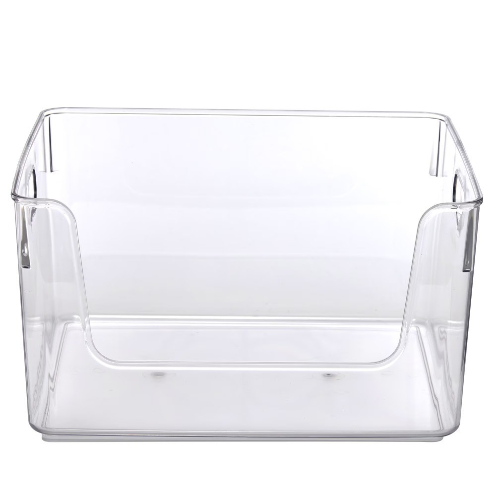 Clear Glossy Plastic Open Front Organizer Bin, Single Size Storage Container,