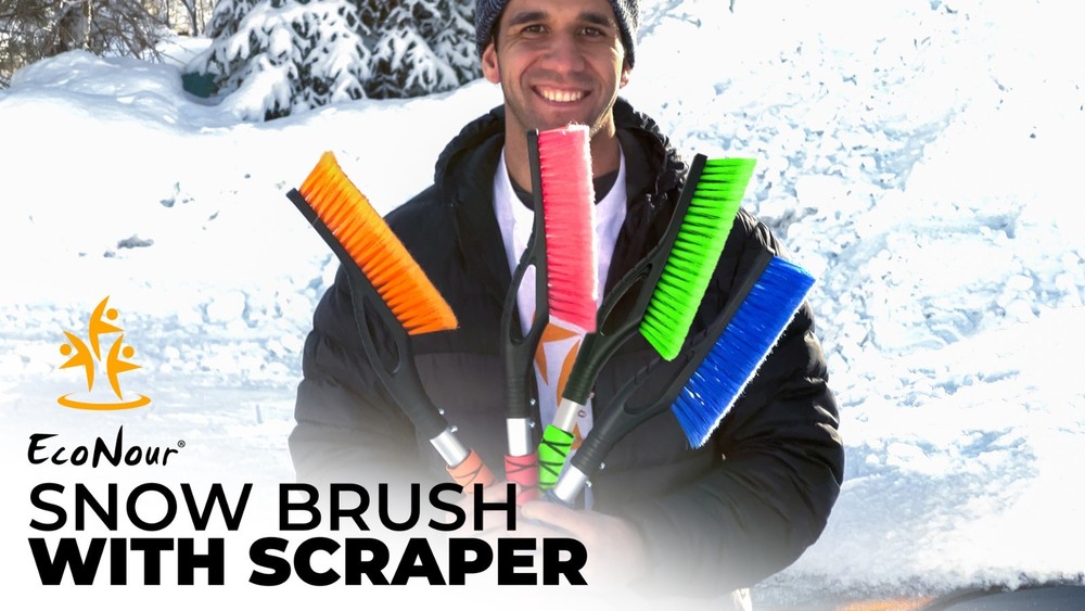 27" Aluminum Snow Brush & Ice Scraper Set for Car Windshield - 3 Pack, Ergonomic