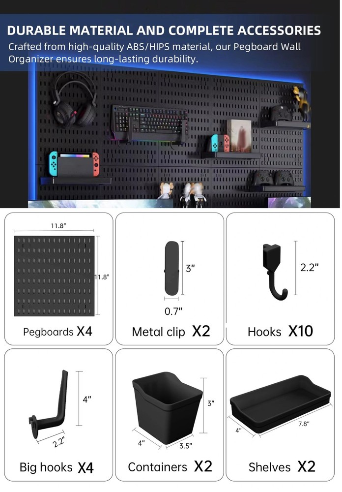 Zestify Revamp Your Space With A Versatile Pegboard Kit - Medium, Black