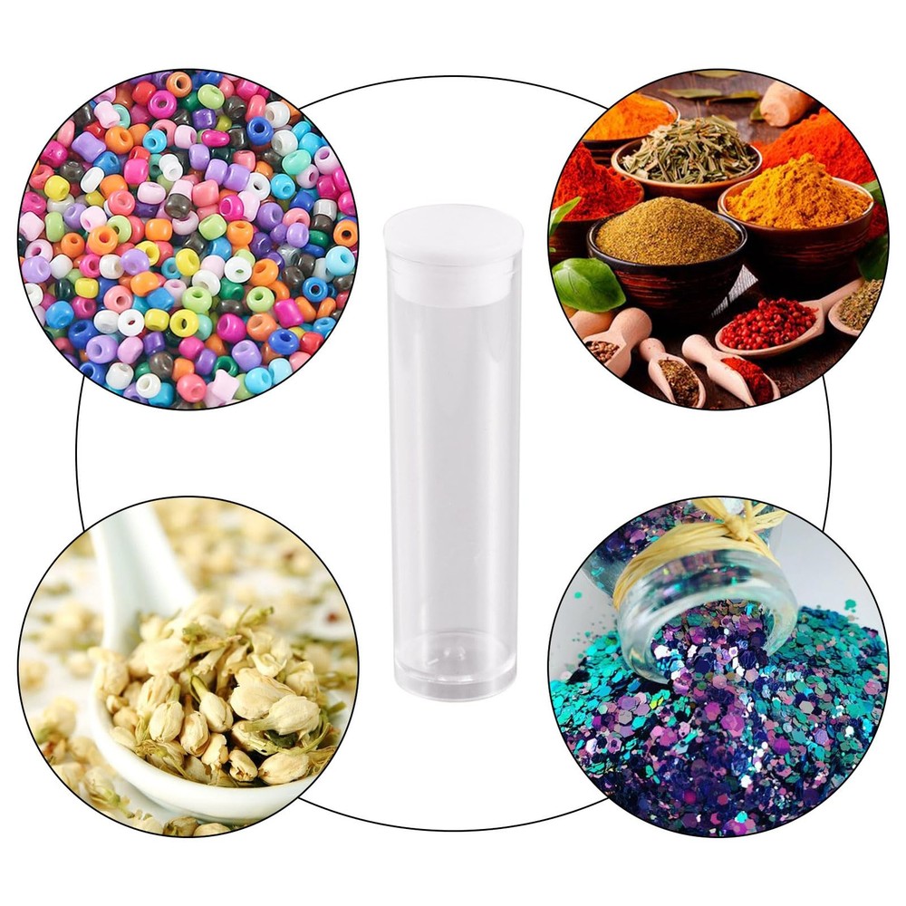 100Pcs Transparent Clear Plastic Small Empty Storage Tubes Bead Container Set