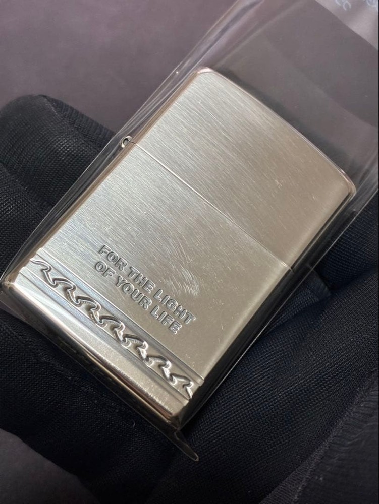 Zippo Silver Etching Engraved One Sided Processing Lighter Regular Japan
