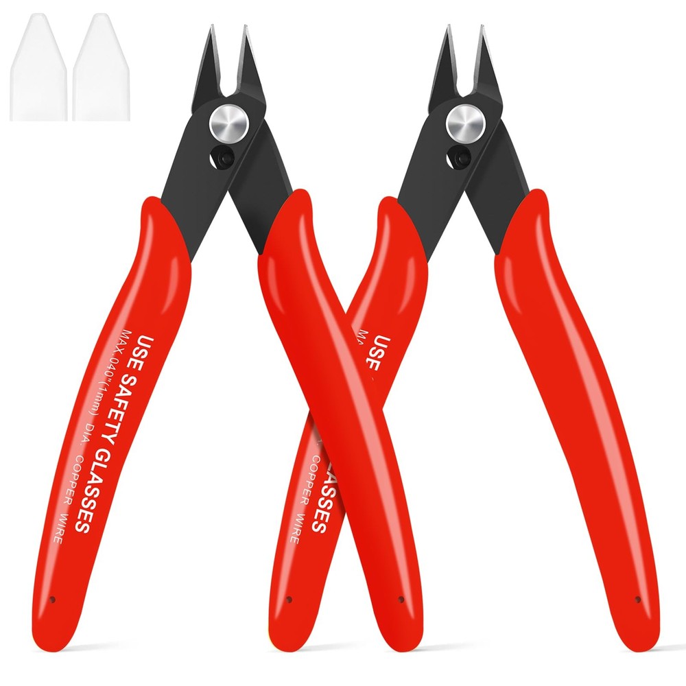 2 Pcs 5-Inch Flush Cutters Micro Wire Cutters Spring Loaded Precision Pliers