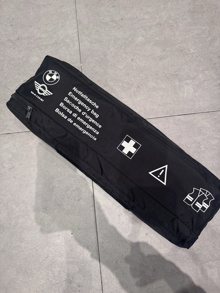 Euro Emergency first aid trunk tool kit with warning triangle and vests by BMW