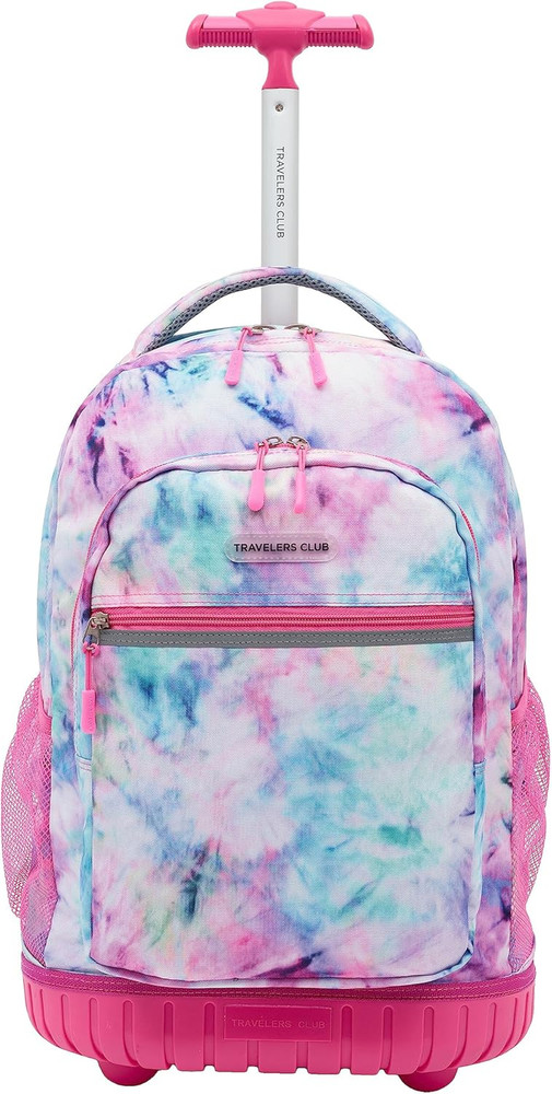 18" Rolling Backpack with Shoulder Straps, Tye Dye