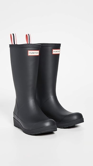 Hunter Women's Play Tall Waterproof Pull On Rain Boots Black Size 9