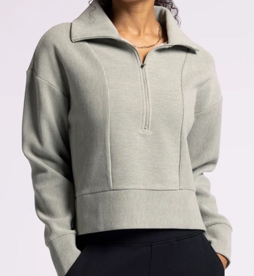 Thread & Supply Recreation ‘Kristine’ 1/2 Zip Pullover, Heather, Ribbed, MEDIUM