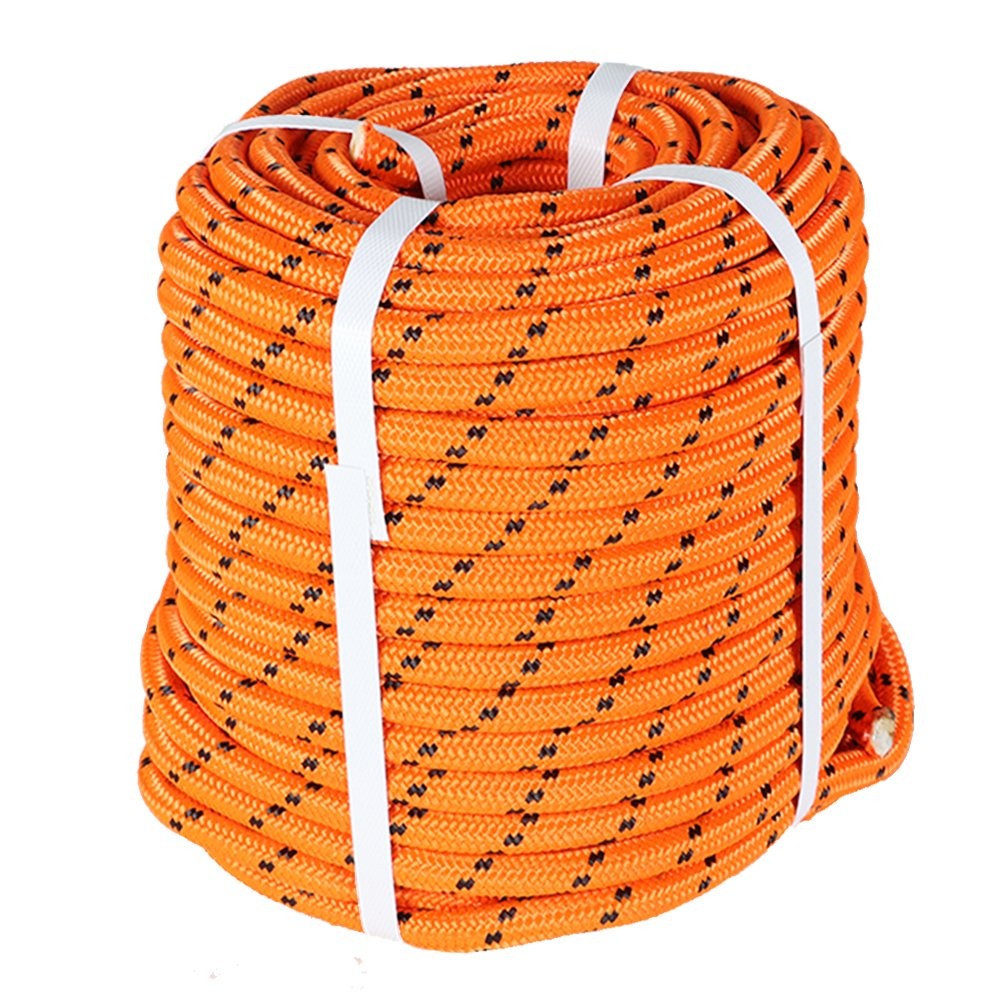 1/2"×150' Orange Bull Rope Double Braid Polyester Rope 6180Lbs Breaking Strength