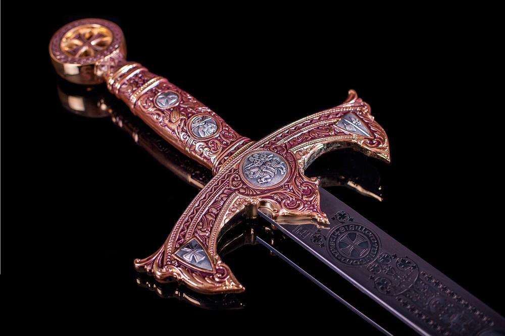 Golden Templar Sword - Red Enamel