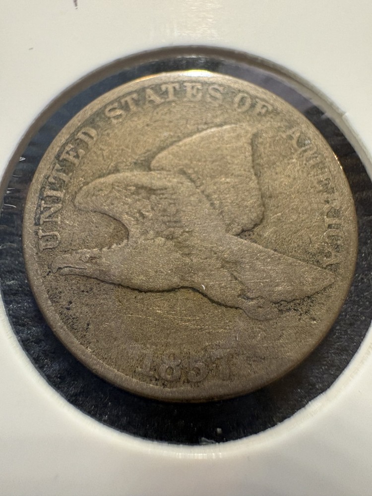 1857 Flying Eagle Cent - First Year Issue Small Cent - Circulated Historical Coi