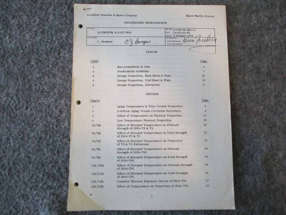 NASA SPACE SHUTTLE/VEHICLE SPECS METALS/MATERIALS/TESTING REPORTS/RESULTS 71-73