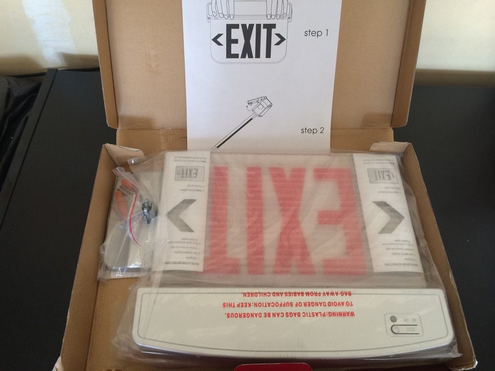 Utilitech 0253801 LED edge Lit Exit Sign Red Lettering Universal Mounting Plate
