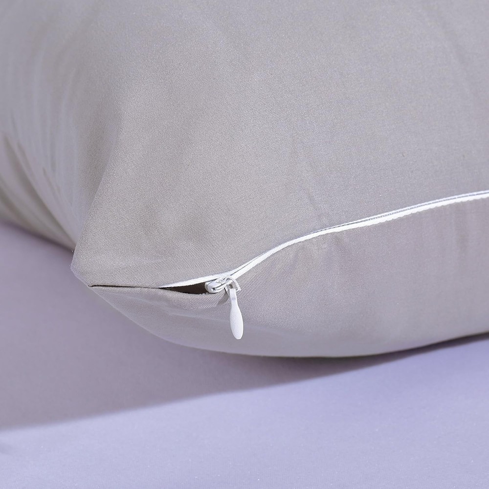 Classic Silver Grey Microfiber Pillow Cover 21"x54" - Zipper Closure for Ease