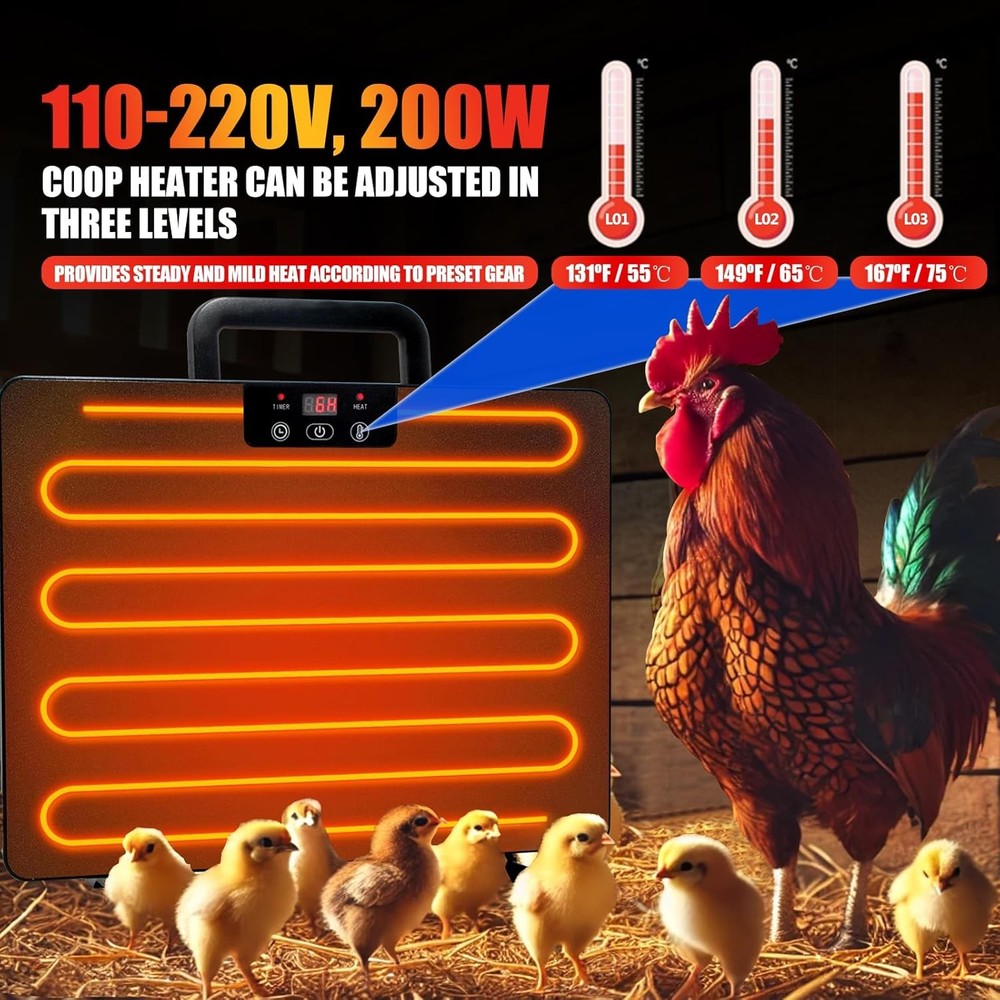 Chicken Brooder Heater 200W Heating Radiant Chicken Coop Pet Cat Dog Warmer