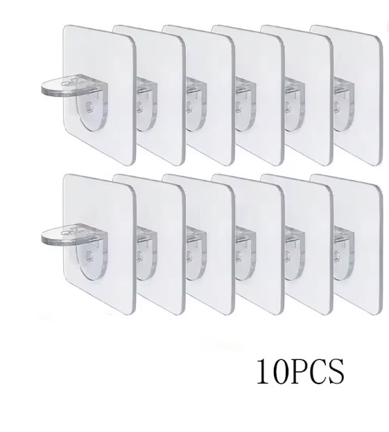 4/10pcs Wardrobe Divider Brackets - No-Drill Cabinet Layer Support - Sticky Pegs