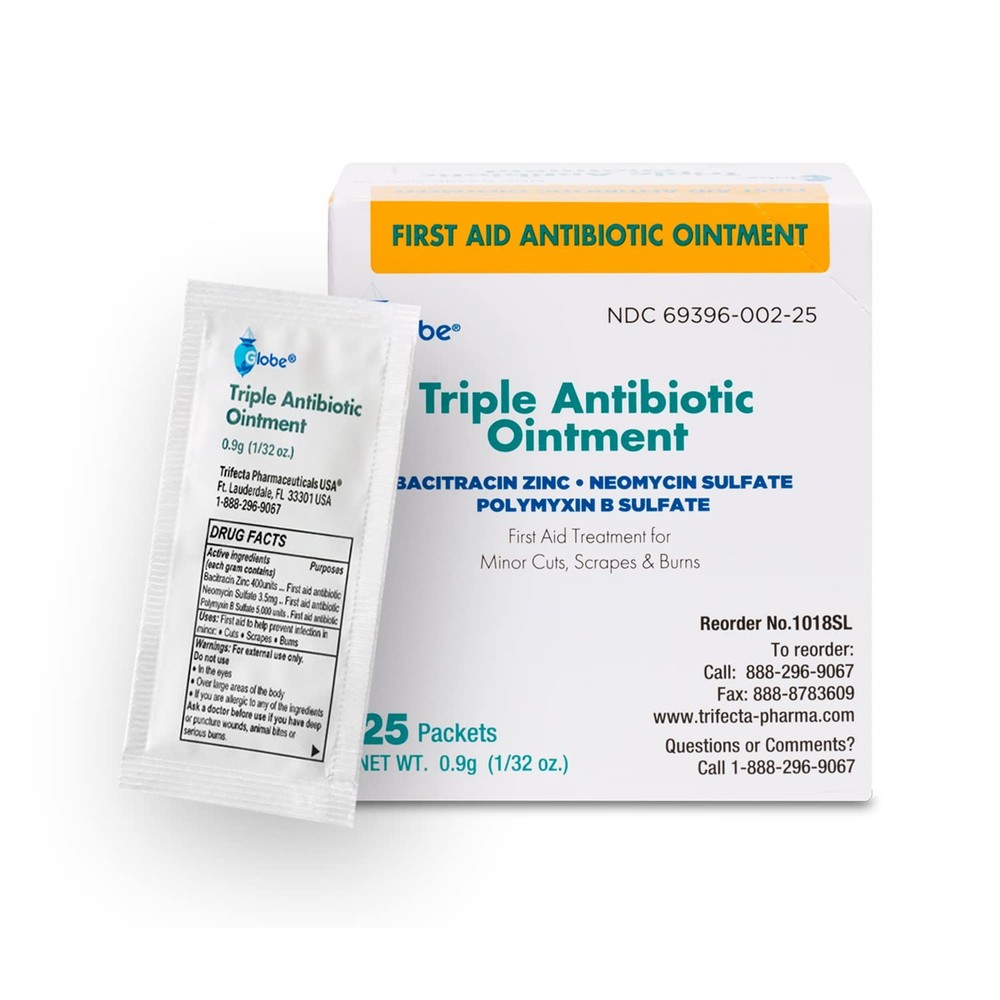 Triple Antibiotic Ointment Packets - 25 Count First Aid for Minor Wounds