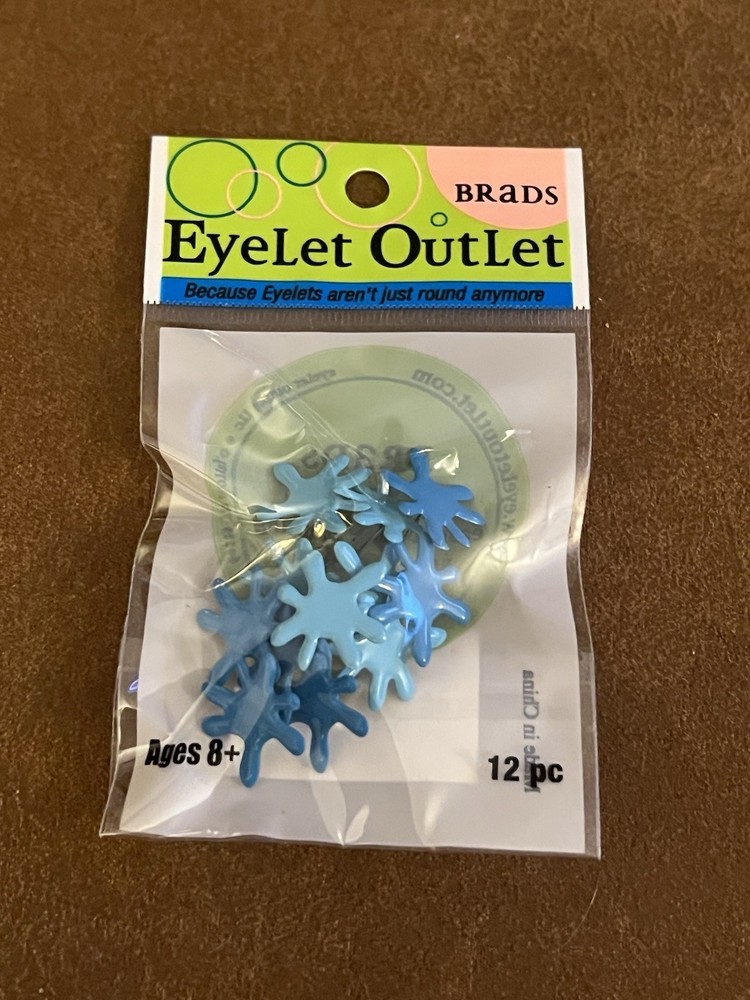 Eyelet Outlet Shape Brads 12/Pkg Blue Splash Water