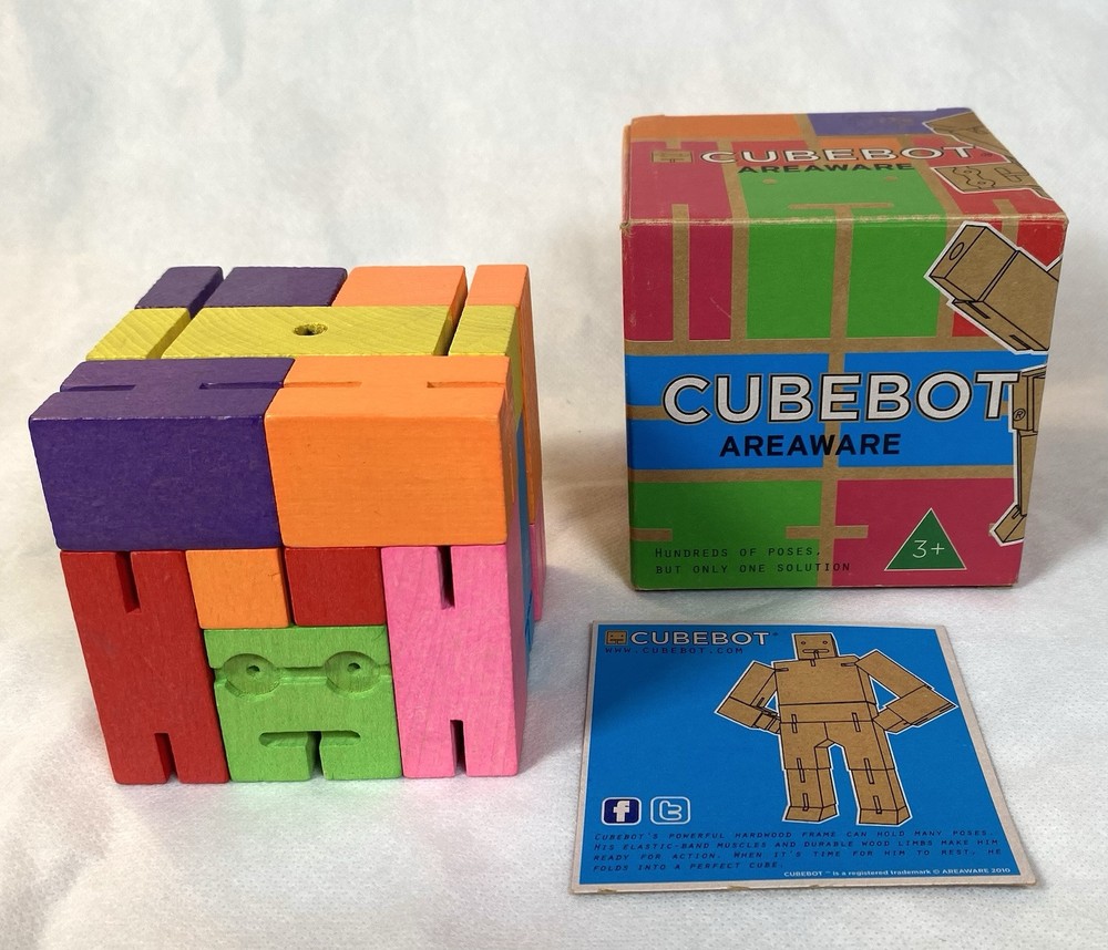 Cubebot Areaware by David Weeks Studio Multicolor Wood Cube Puzzle Robot