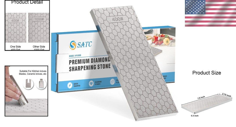 Compact Diamond Sharpening Plate - Coarse/Fine Grit for Effortless Tool Care