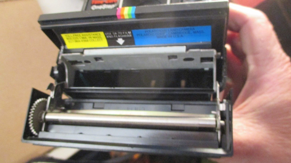 Polaroid OneStep Time-Zero Black Rainbow Stripe Land Camera