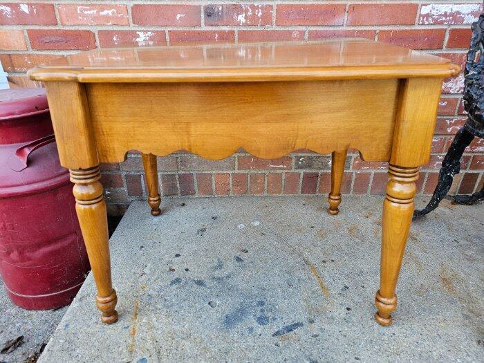 Vintage Solid Maple End Table 1 Drawer Night Stand Plant Fern Table