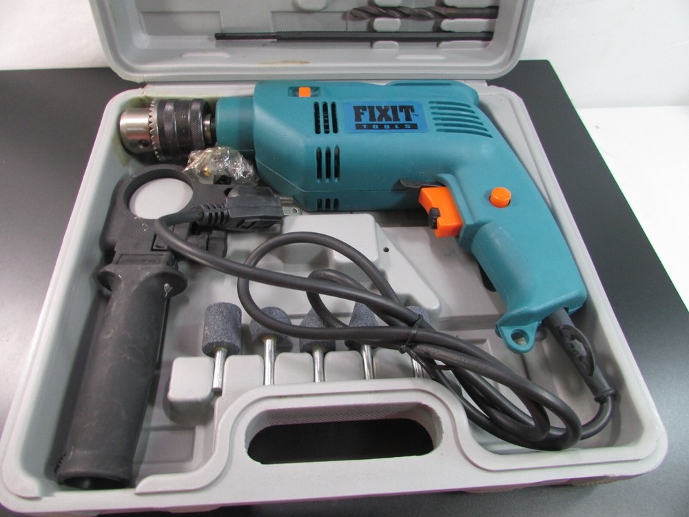 Fixit Fix it Tools Electric Corded Power Impact Drill Model 13 W/ Case & Bits