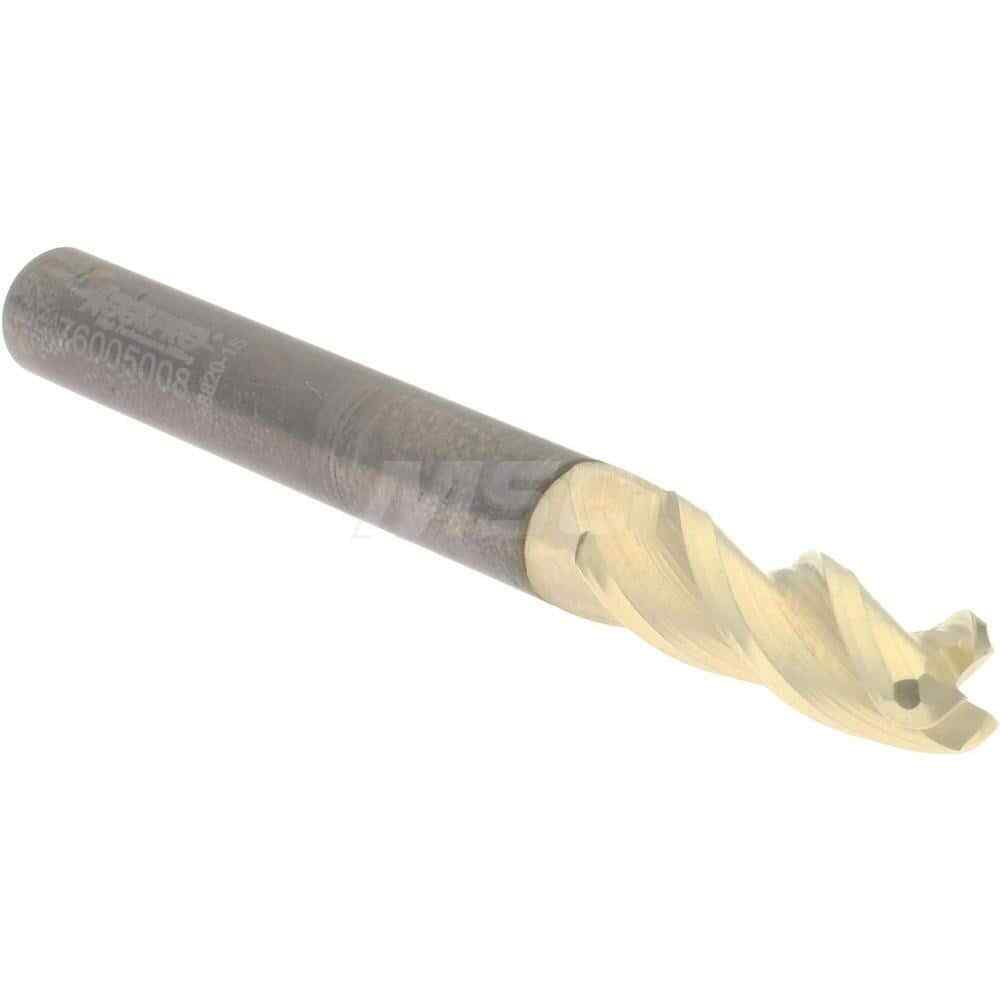 Accupro 1/4" Diam 3 Flute Single End Solid Carbide 0.06" Corner Radius End Mi...