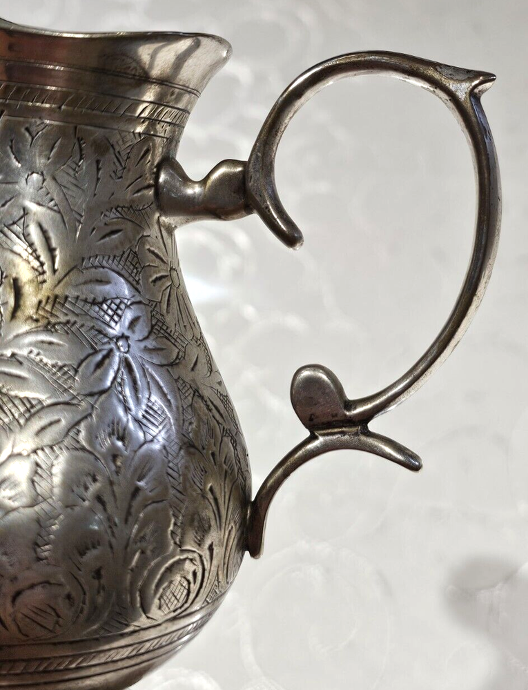 Vintage Melchior Silverplate Etched Creamer & Sugar Bowle EIC India